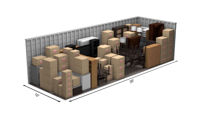 10x20 deep garage storage unit model
