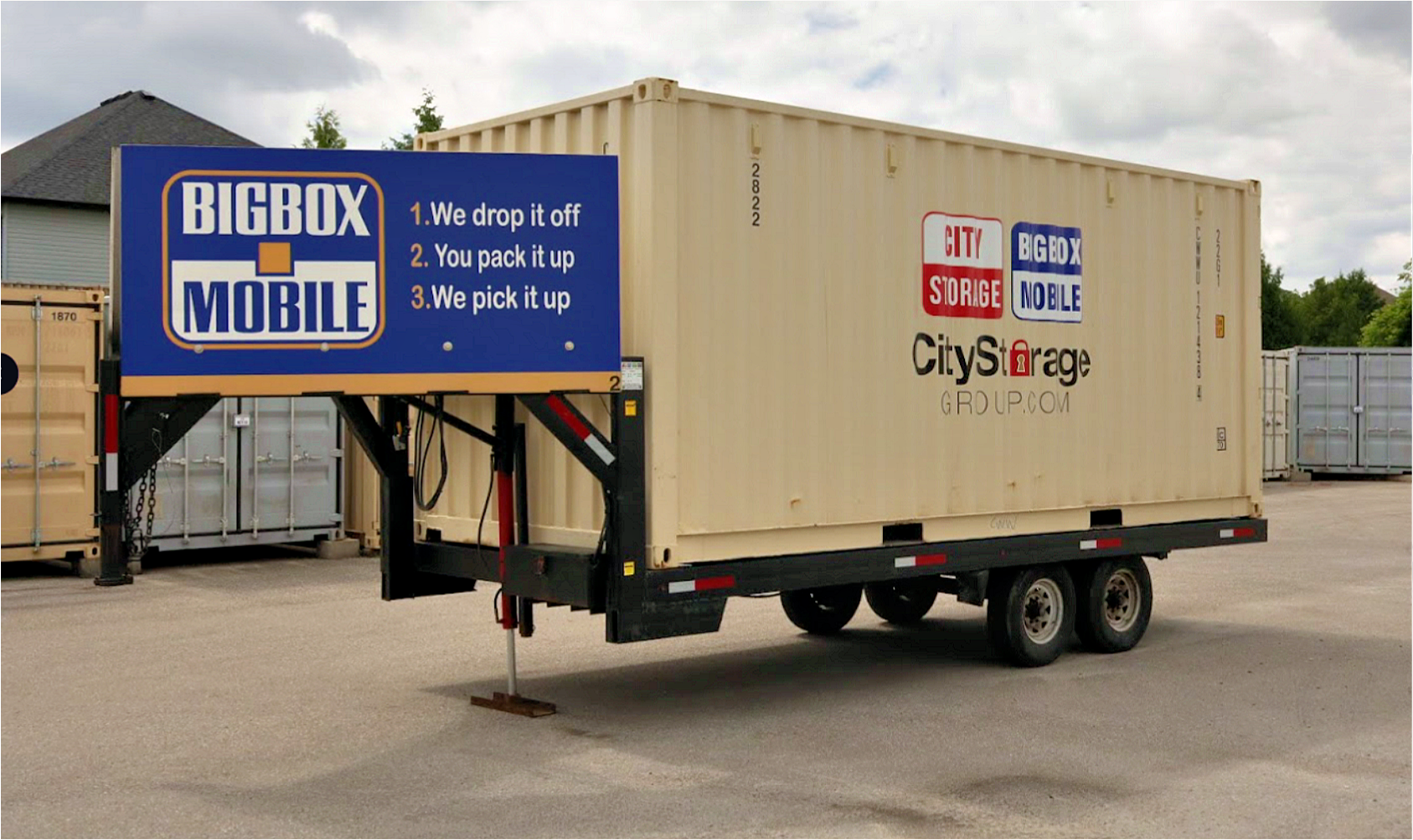 ONE 20FT STORAGE BOX ON TRAILER