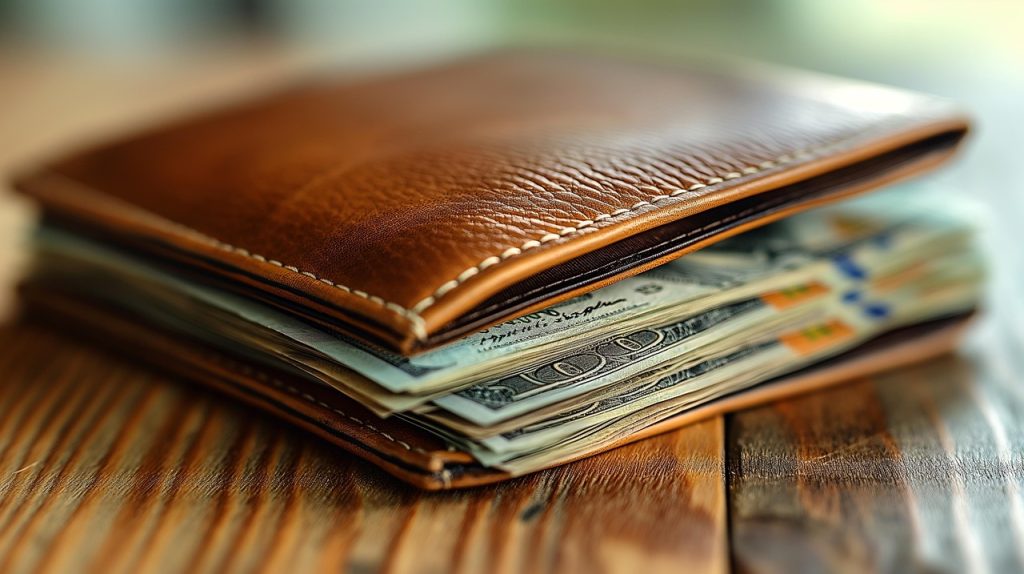 A wallet full of money.