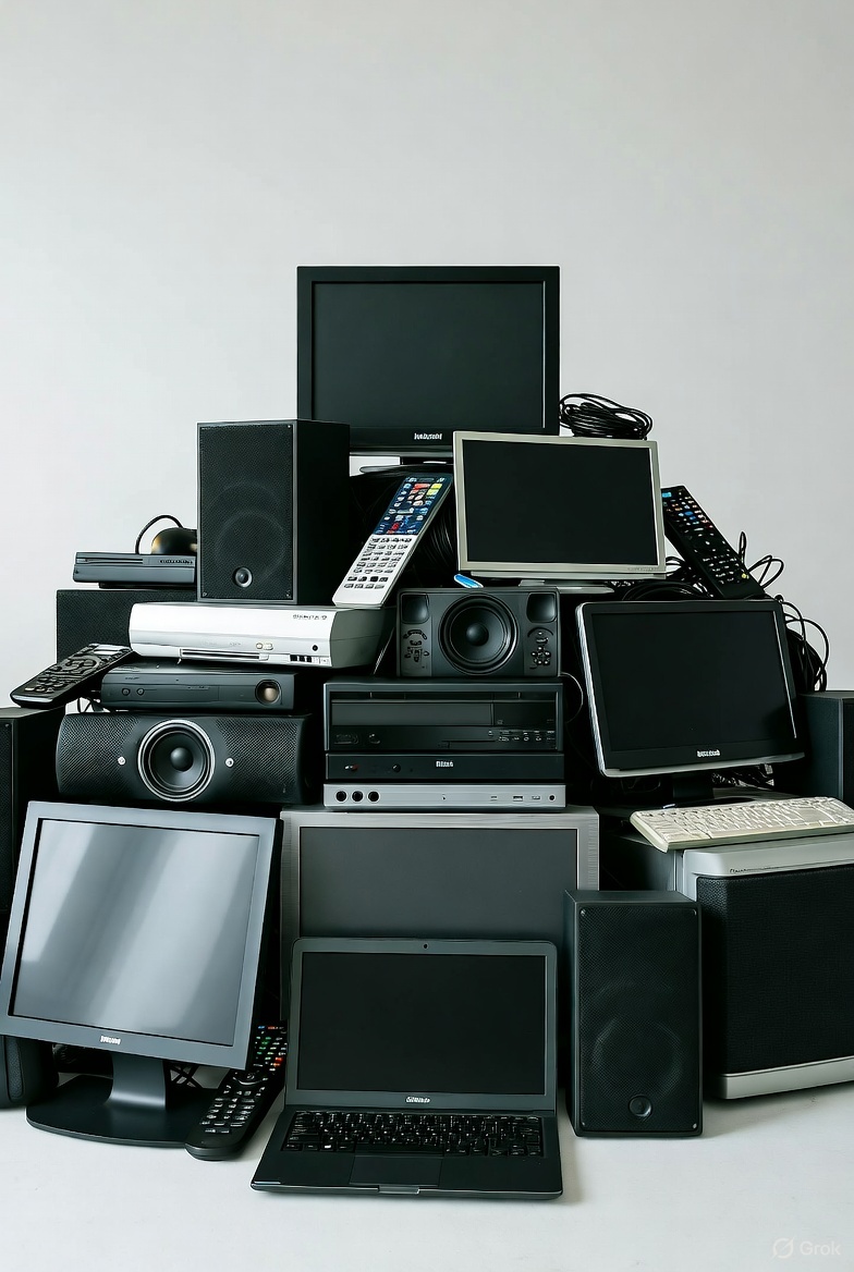 A pile of electronic devices